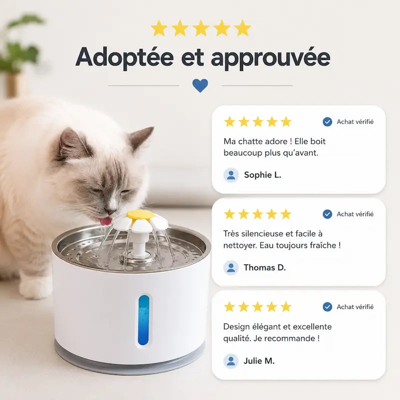 Fontaine à eau design fleur inox