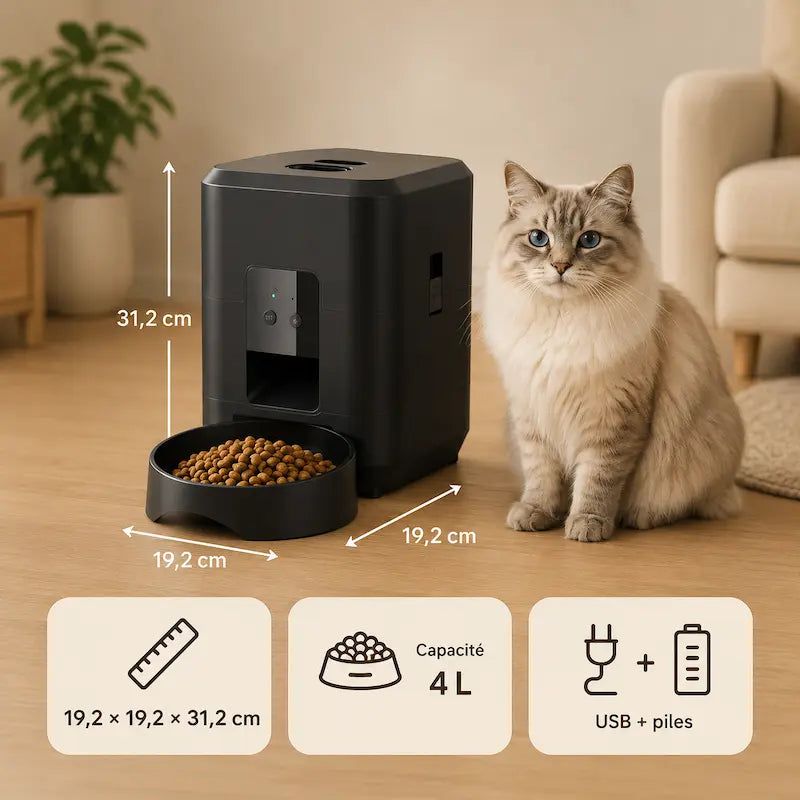 Distributeur programmable de croquettes pour chat