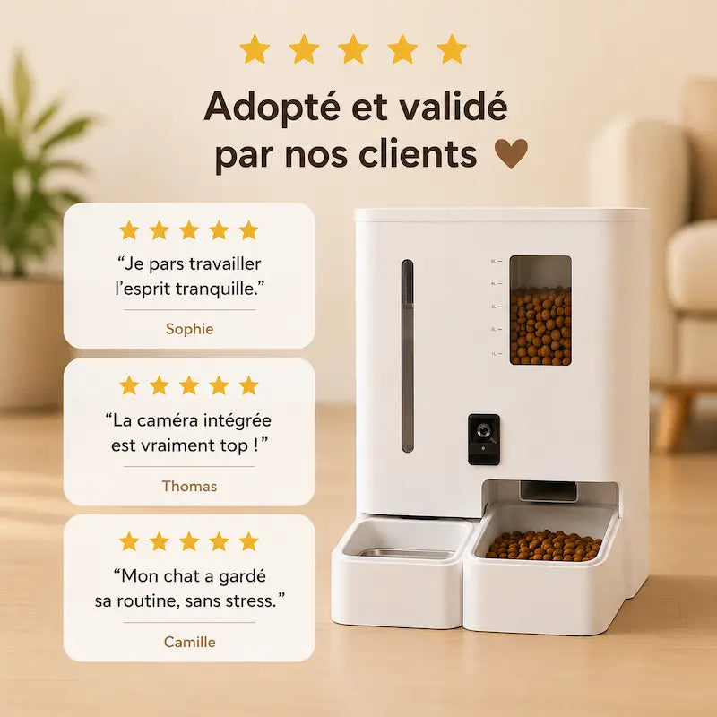 Distributeur automatique eau et croquettes chat