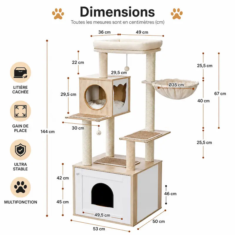 Arbre à chat avec litière