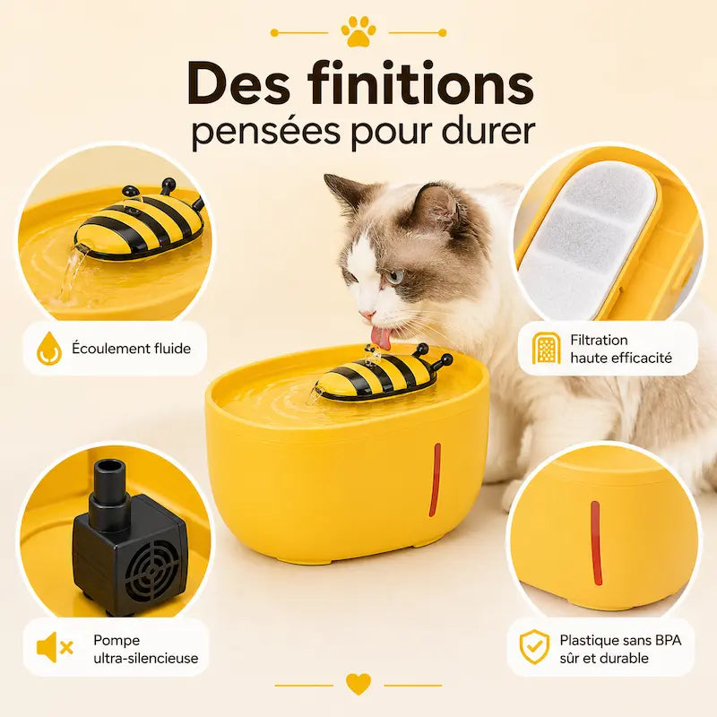 Fontaine à eau chat abeille