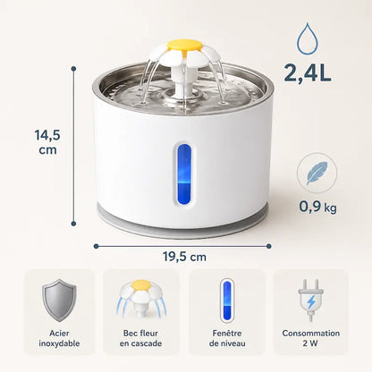Fontaine à eau design fleur inox