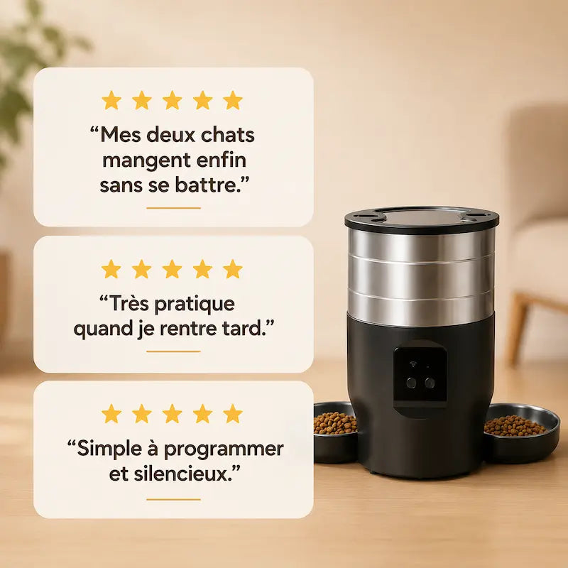 Distributeur intelligent croquettes double chat
