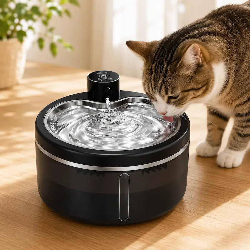 Fontaine à eau chat inox 3L - Silencieuse | AquaMia