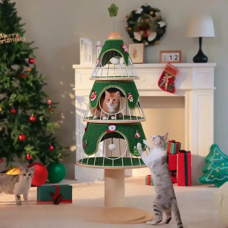 Arbre à chat sapin de Noël - Déco + griffoir | FéliXmas