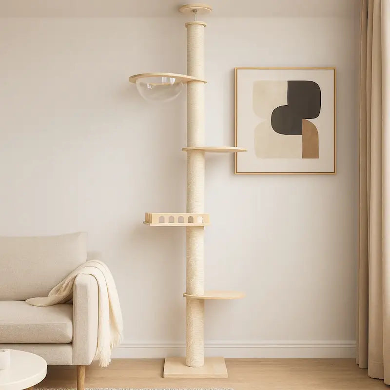 Arbre à chat plafond réglable - Stable sans perçage | Mewparnasse