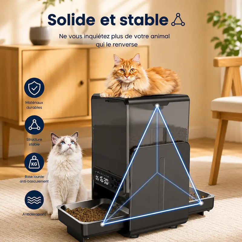 Distributeur de croquettes double pour chat