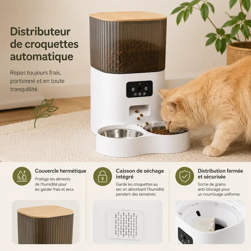 Distributeur de croquettes pour chat avec caméra