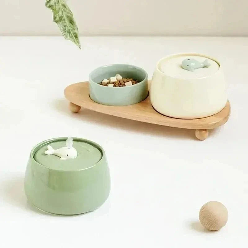 Fontaine à eau céramique chat - Design & pureté | CeramiFlow