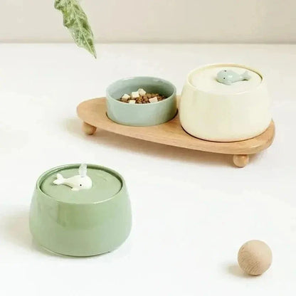 Fontaine à eau céramique chat - Design & pureté | CeramiFlow