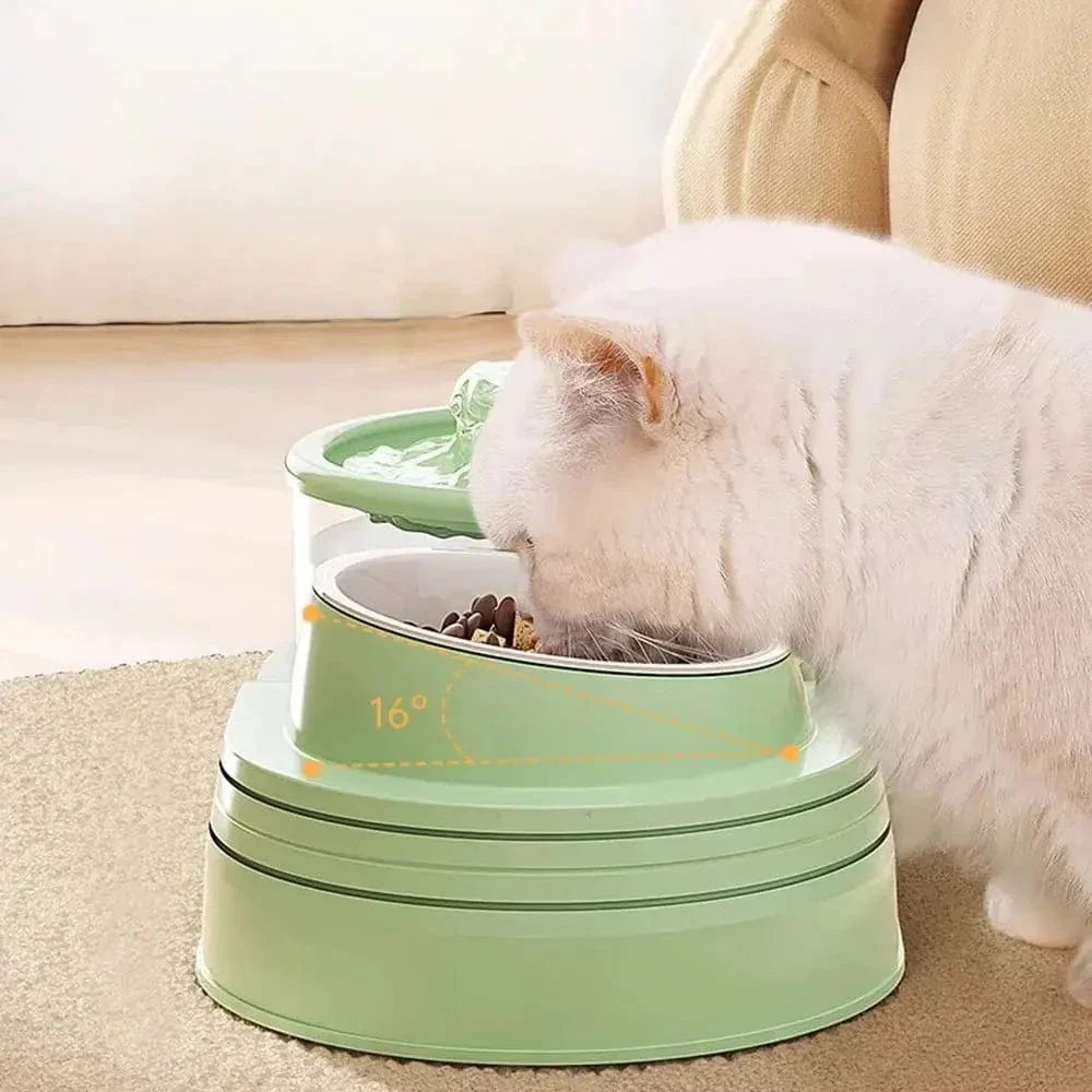 Fontaine eau & croquettes chat