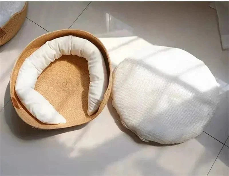 Panier chat bambou naturel