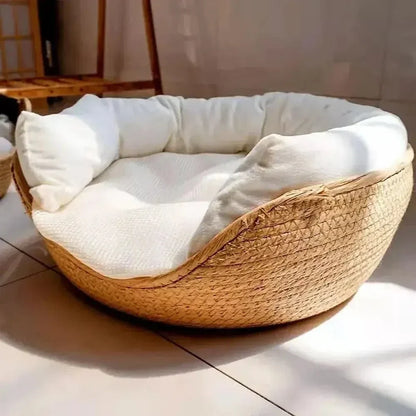 Panier chat bambou naturel