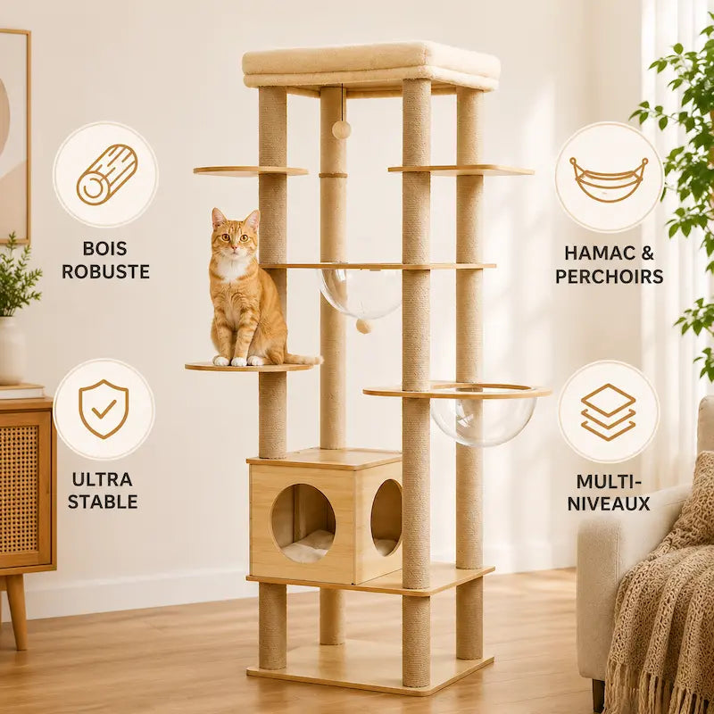 Arbre à chat intérieur bois