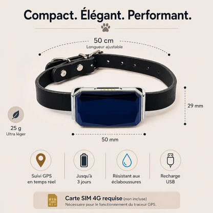 Collier GPS chat en cuir