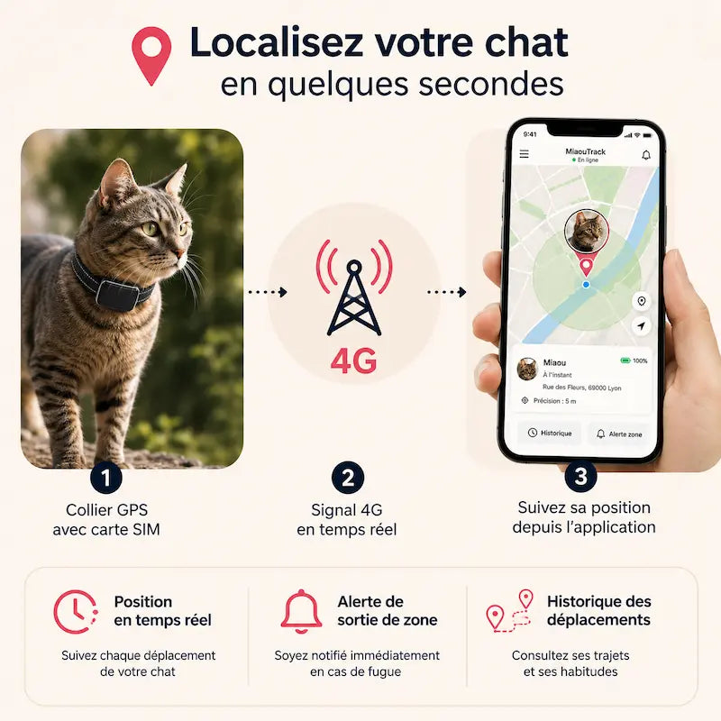 Collier GPS chat avec carte SIM