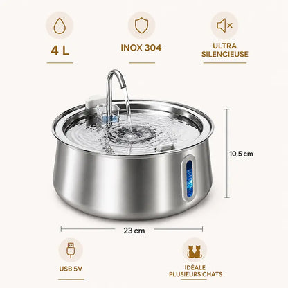 Fontaine à eau chat inox 4L