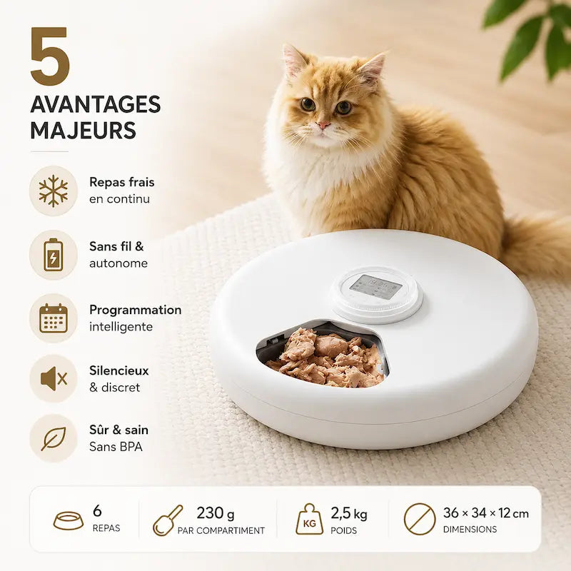 Distributeur automatique croquette 6 repas
