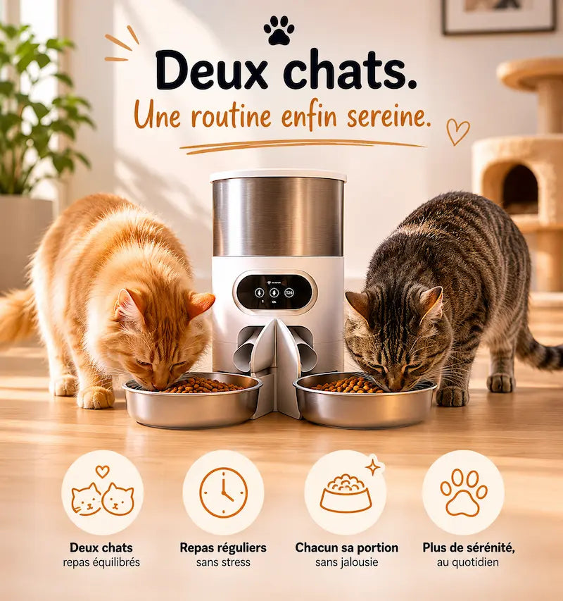 Distributeur croquettes 2 chats