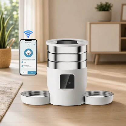 Distributeur intelligent croquettes double chat
