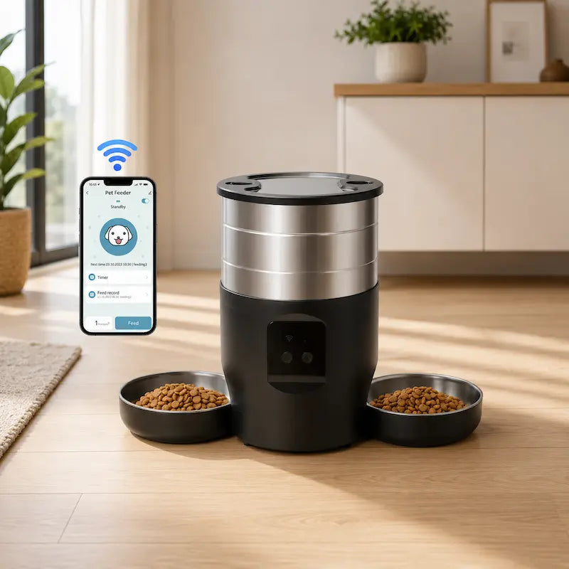 Distributeur intelligent croquettes double chat