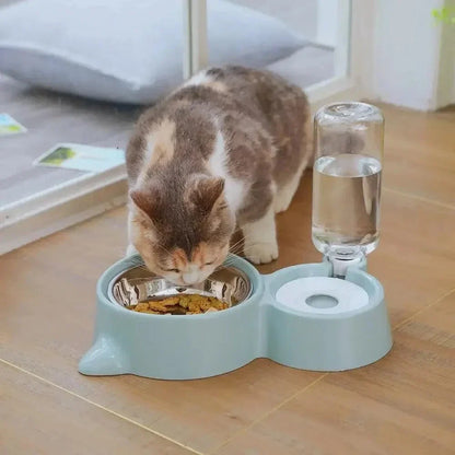 Gamelle croquettes et eau pour chat - Gain de place | CompactDuo