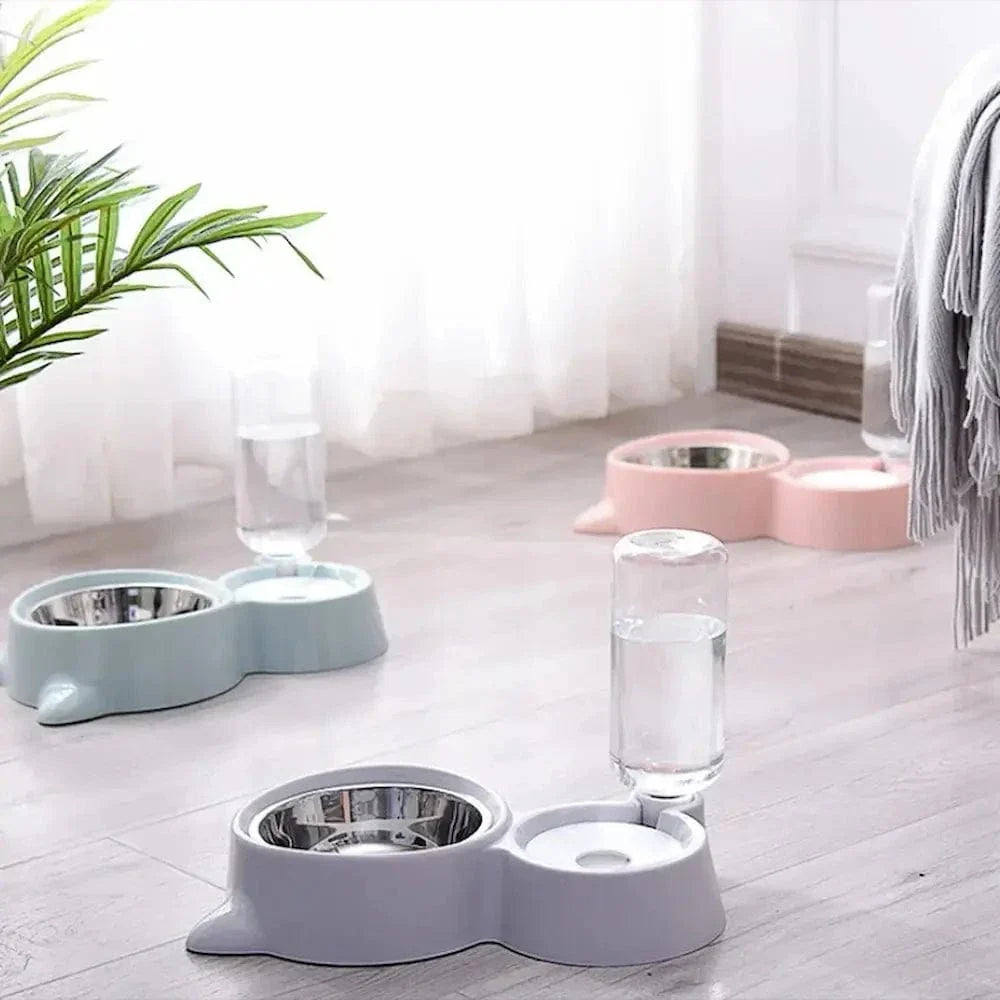 Gamelle croquettes et eau pour chat