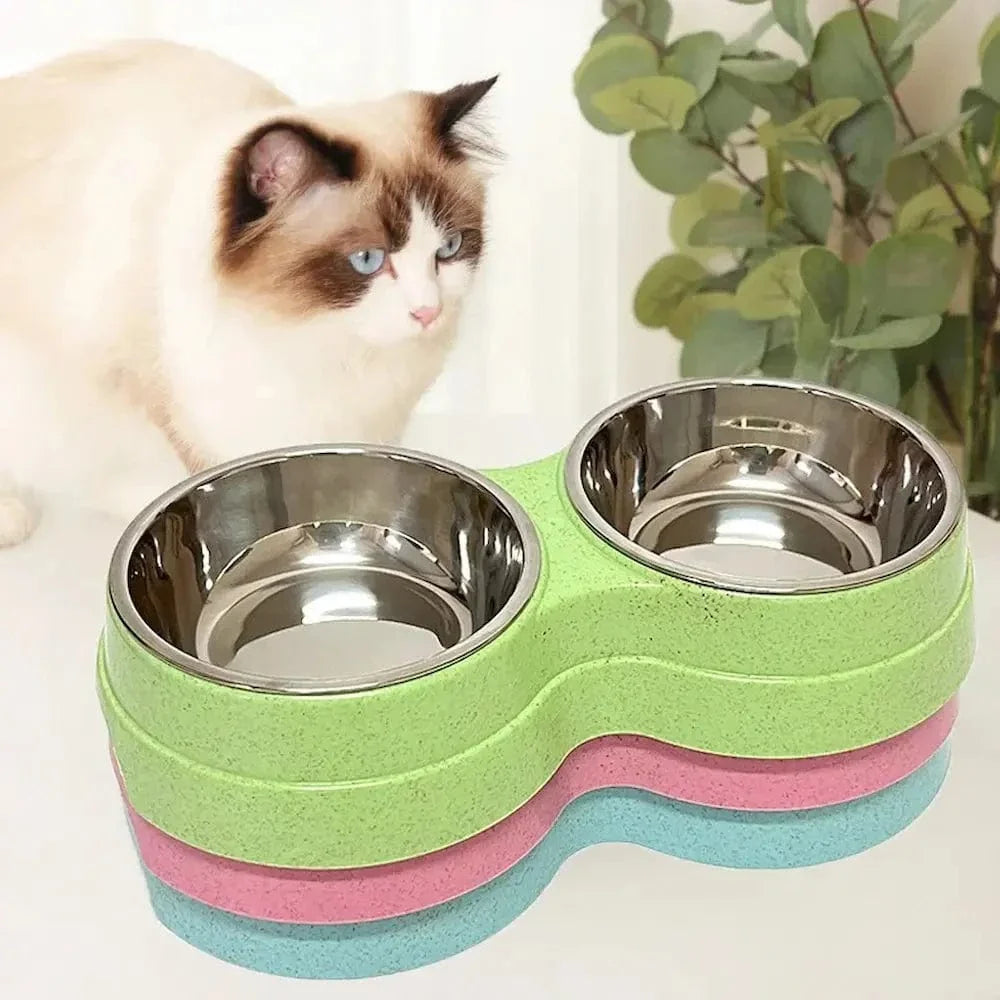 Gamelle double inox chat
