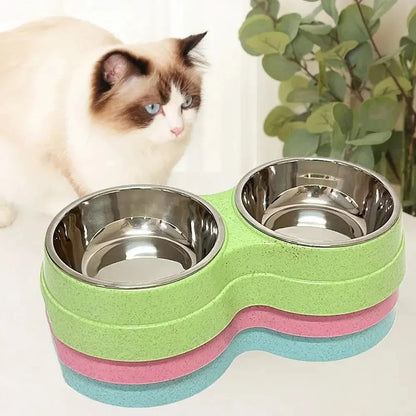 Gamelle double inox chat
