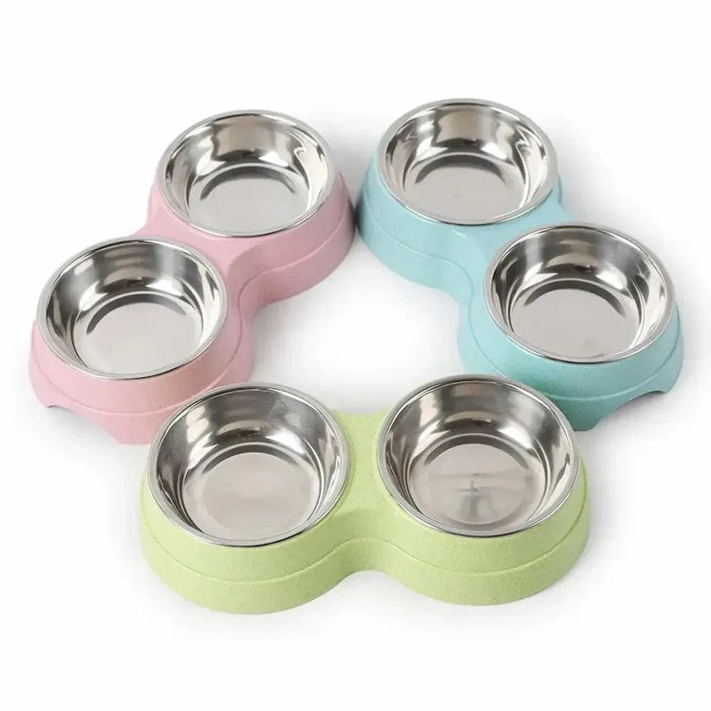 Gamelle double inox chat