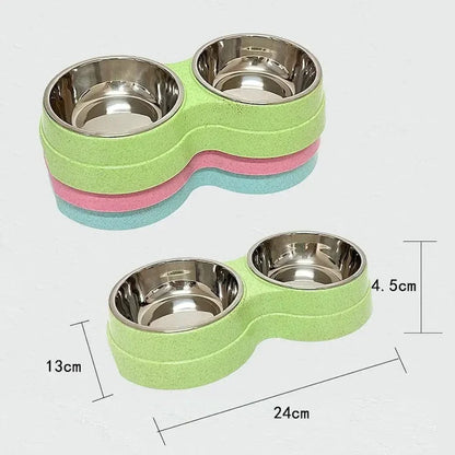 Gamelle double inox chat