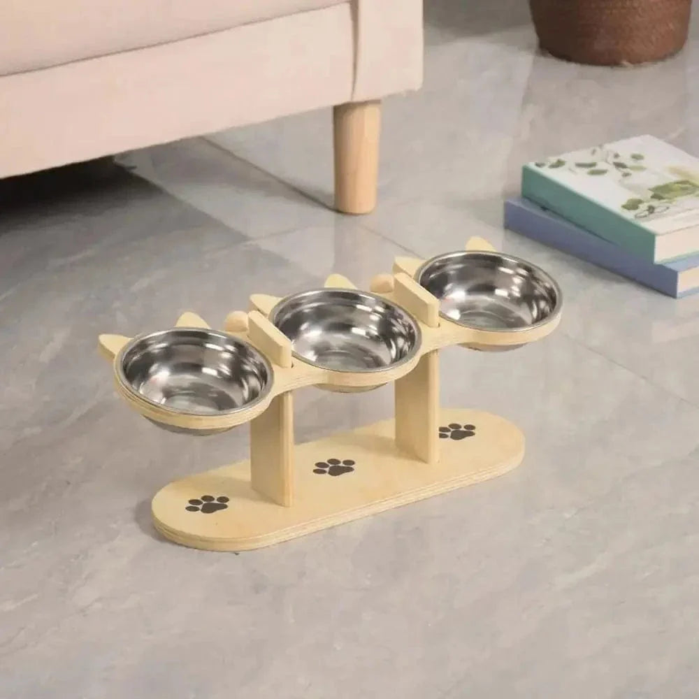 Gamelle triple pour chat - Repas zen et digestion facile