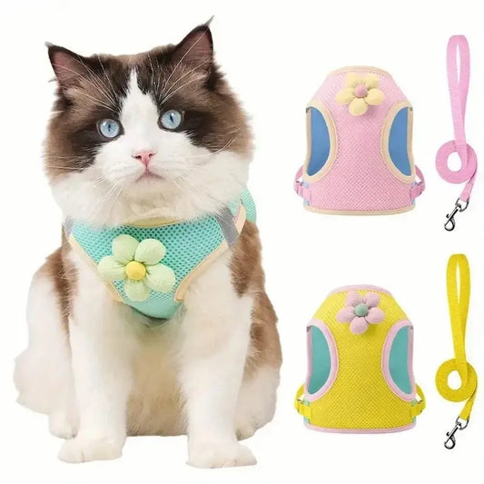 Harnais chat fleuri - Balade élégante | MiaouBloom