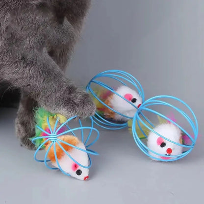 Jouet chat boule souris dedans