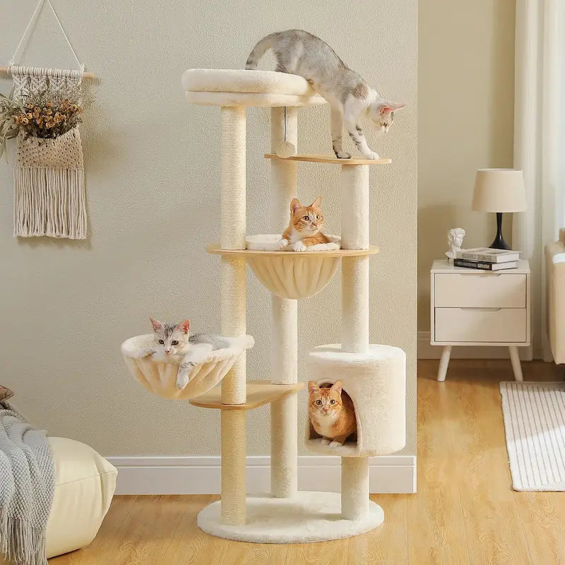 Arbre à chat confortable beige - Stable & design | MiaWood