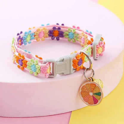 Collier chat clochette fleur