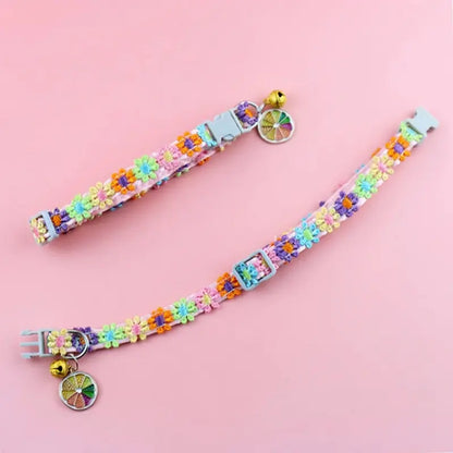 Collier chat clochette fleur