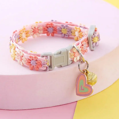 Collier chat clochette fleur