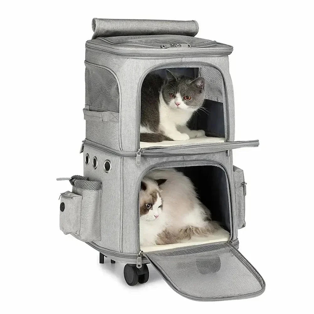 Sac de transport à roulettes pour 2 chats