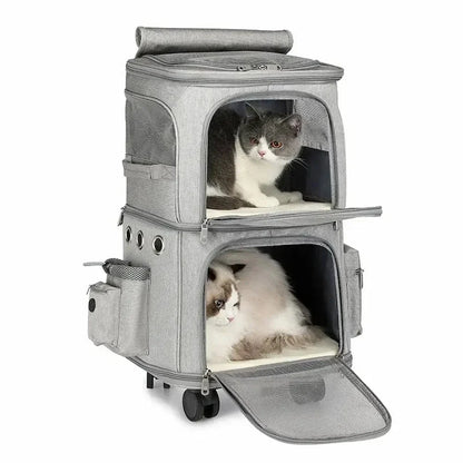 Sac de transport à roulettes pour 2 chats