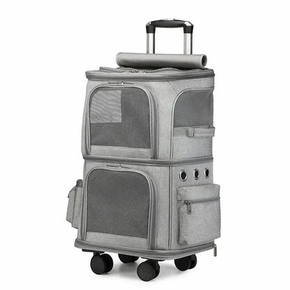 Sac de transport à roulettes pour 2 chats